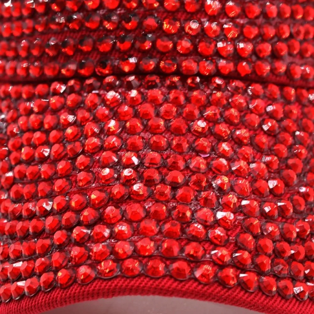 Stunning Red Bling Visors Rhinestones Sport Sun Visor Caps Adjustable - Picture 2 of 11